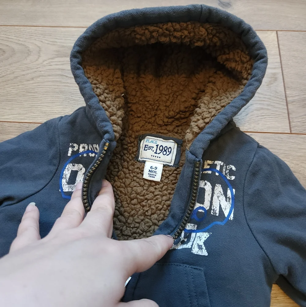 6-9 Baby Boys Sherpa Lined Hoodie Jacket